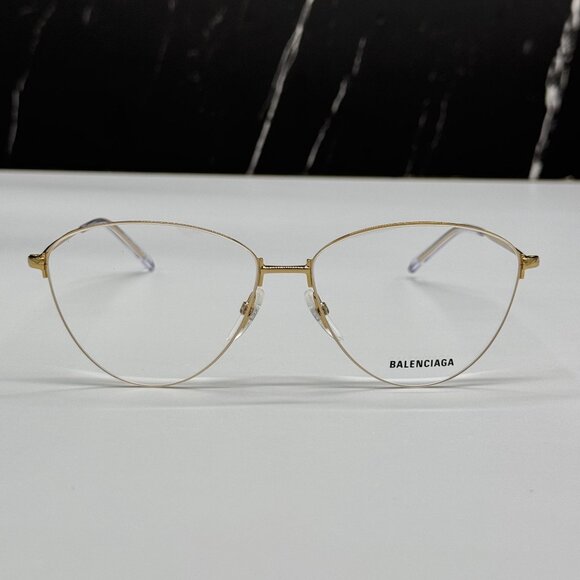 NEW BALENCIAGA BB0034O 003 CAT EYE GOLD WOMEN EYEGLASSES BALENCIAGA - Picture 1 of 10